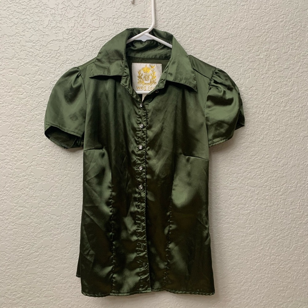 Cap sleeve button up shirt